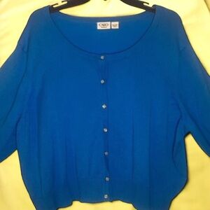 Cato Blue Plus Size Sweater Cardigan Size 26/28 4X Pearl Buttons Cropped